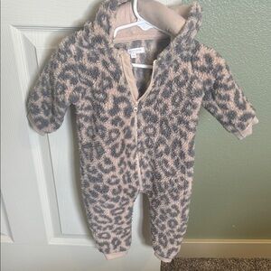 Fuzzy Leopard Print Footie
